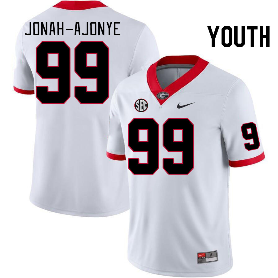 Youth #99 Joseph Jonah-Ajonye Georgia Bulldogs College Football Jerseys Stitched-White